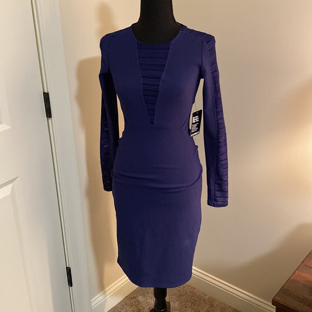 Express blue long sleeve dress
